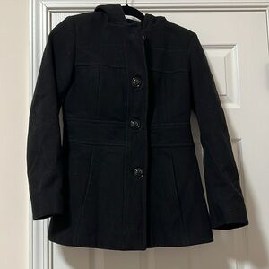 Jason Kole Black Hooded Peacoat